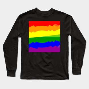 LGBT Queer Gay Pride Month 6 Rainbow Color Abstract Design Long Sleeve T-Shirt